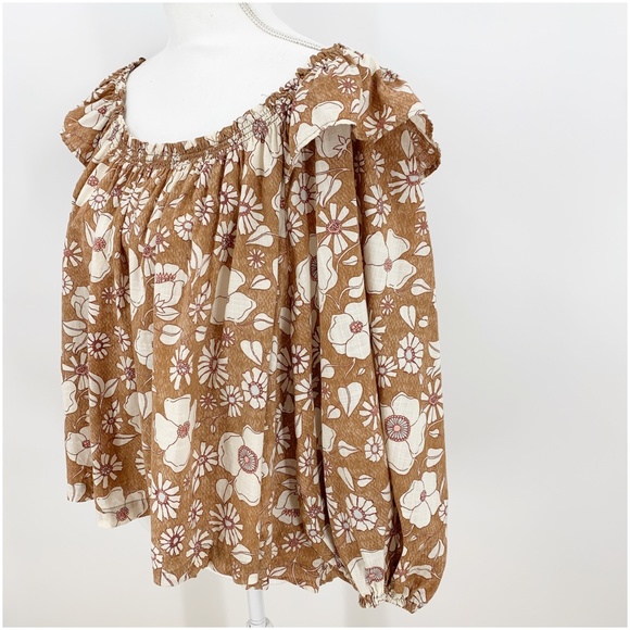 Free People Miss Daisy Floral Ruffle Top Sz M - Picture 5 of 14